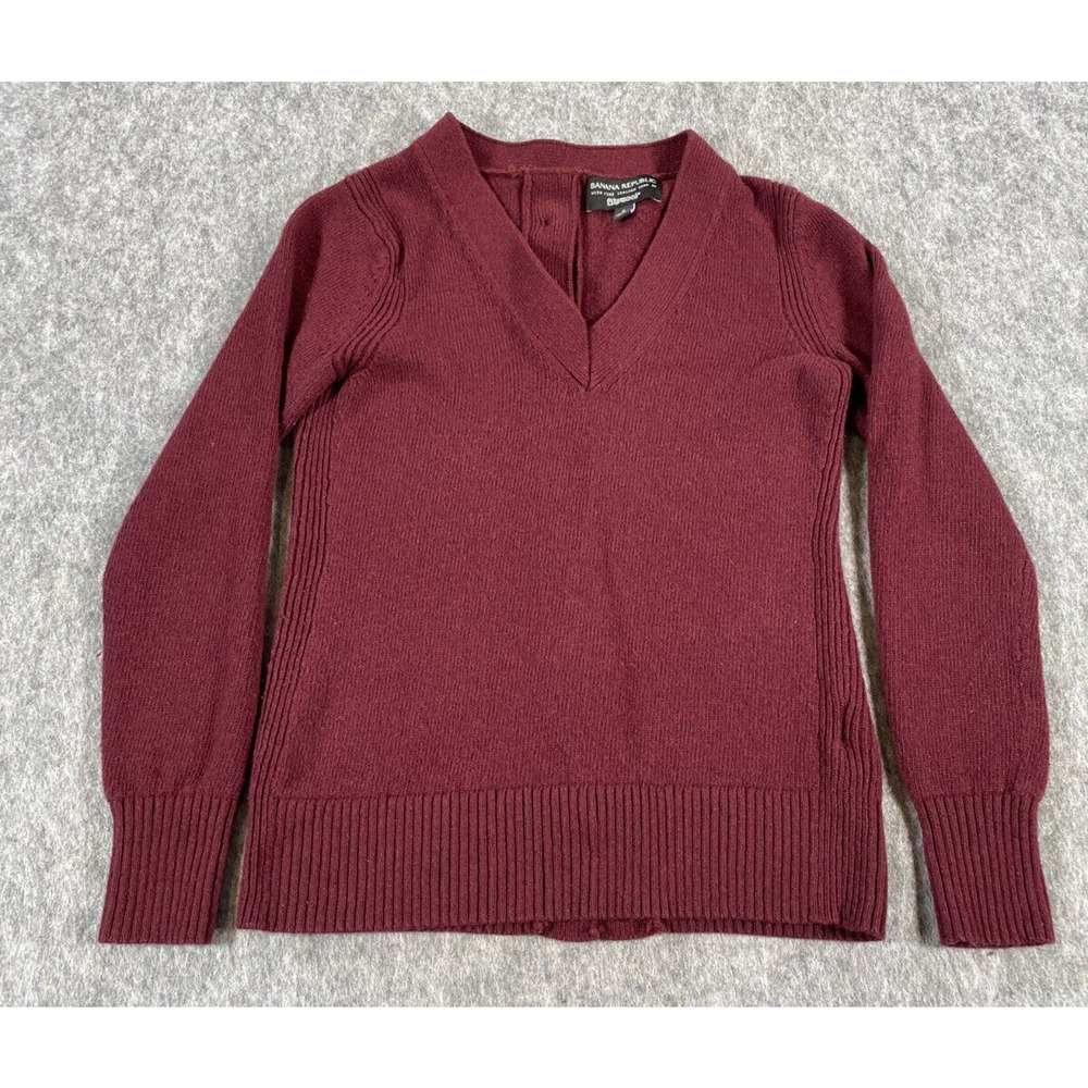 Banana Republic Filpucci Wool Sweater Button Up Back V Neck Sz S Red